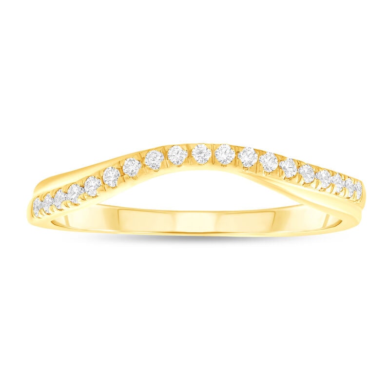 Round Diamond 1/6ctw. Polished Edge Contour Wedding Ring in 10k Yellow Gold image number null